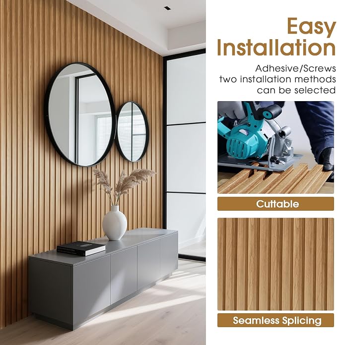 WPC Slat Wall Panels 16 Pack 48" x 6", Waterproof Fluted Wall Paneling - Image 3