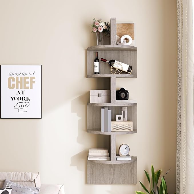 HOOBRO Corner Shelf Wall-Mounted, 5-Tier Corner Bookshelves - Image 2