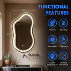 Dorlicecass Irregular Led Bathroom Mirror- Black 20"x36" Single Piece Vanity - Image 5