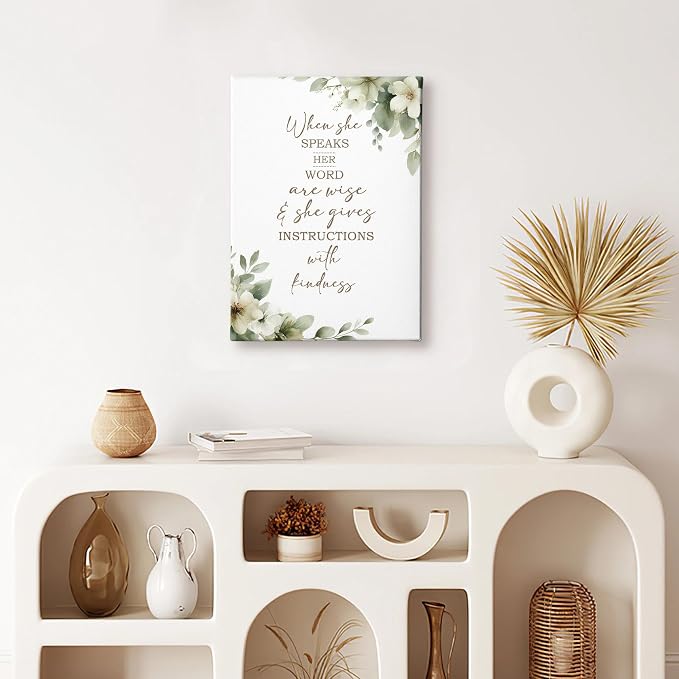 HIWX Christian Wall Decor, Sage Green Botanical Bible Verses Framed Canvas - Image 2