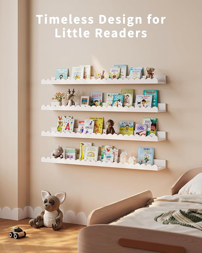 Shario Nursery Book Shelves, Scalloped Shelves, Wall Book Shelves - Image 5