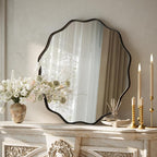 VooBang Black Scalloped Circle Mirror, Hanging Leaning - Image 2