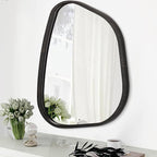 Asymmetrical Mirror Large 20"x16" Irregular Oval Wall Mirror Modern Wood Frame by HLFMVWE