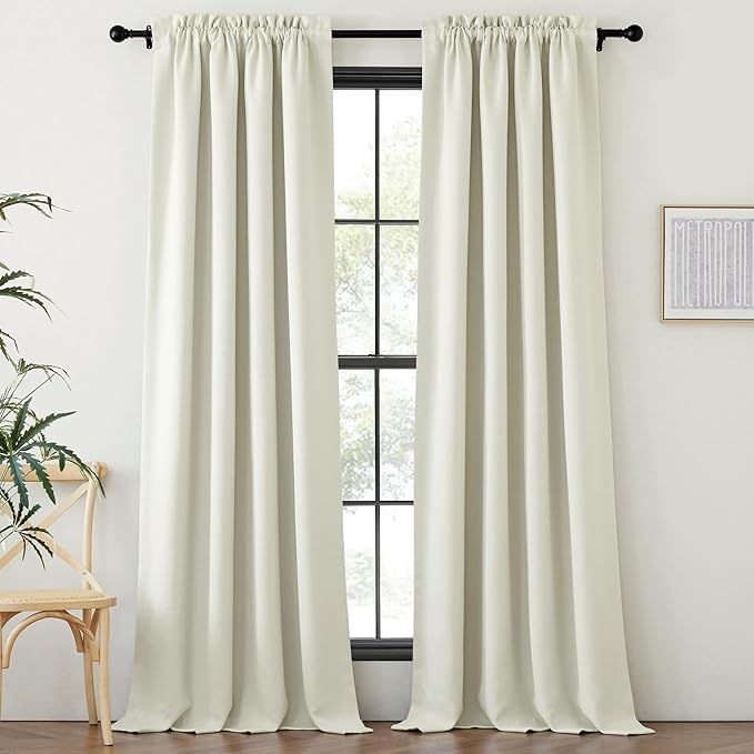 NICETOWN Room Darkening Bedroom Curtains 96 inches Long, Dual Rod Pockets & - Image 2