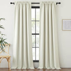 NICETOWN Thick Faux Linen Bedroom Curtains 108 inches Long, Room Darkening Dual - Image 2
