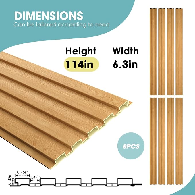 OUZUGIE WPC Acoustic Slat Wall Paneling, Living Room, TV Background, Study Room - Image 3