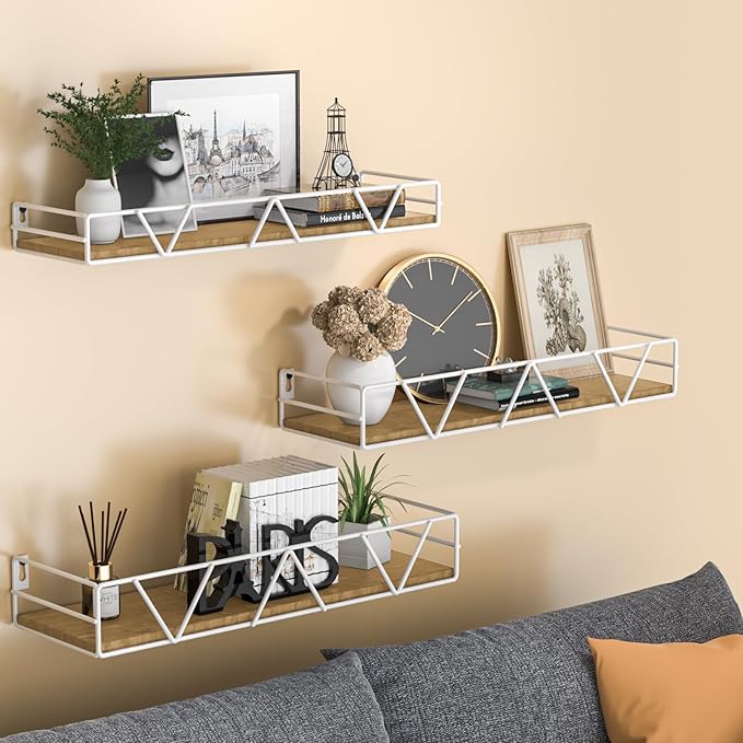 Amaoot Floating Shelves Set of 3, Home Wood Wall Shelf, Farmhouse Shelf - Image 2