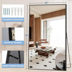 Oversized Standing Mirror Full Length, Hanging or Wall Mounted, Tempered Glass - Image 6
