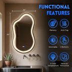 Dorlicecass Irregular Led Bathroom Mirror- Black 26"x46" Single Piece Vanity - Image 5