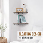 Fun Memories Corner Shelf Wall Mount, Corner Floating Shelves, Rustic Wood Wall - Image 2