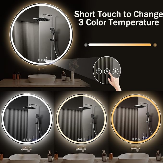 LED Bathroom Mirror 40 Inch Round Bathroom Mirror - Image 3