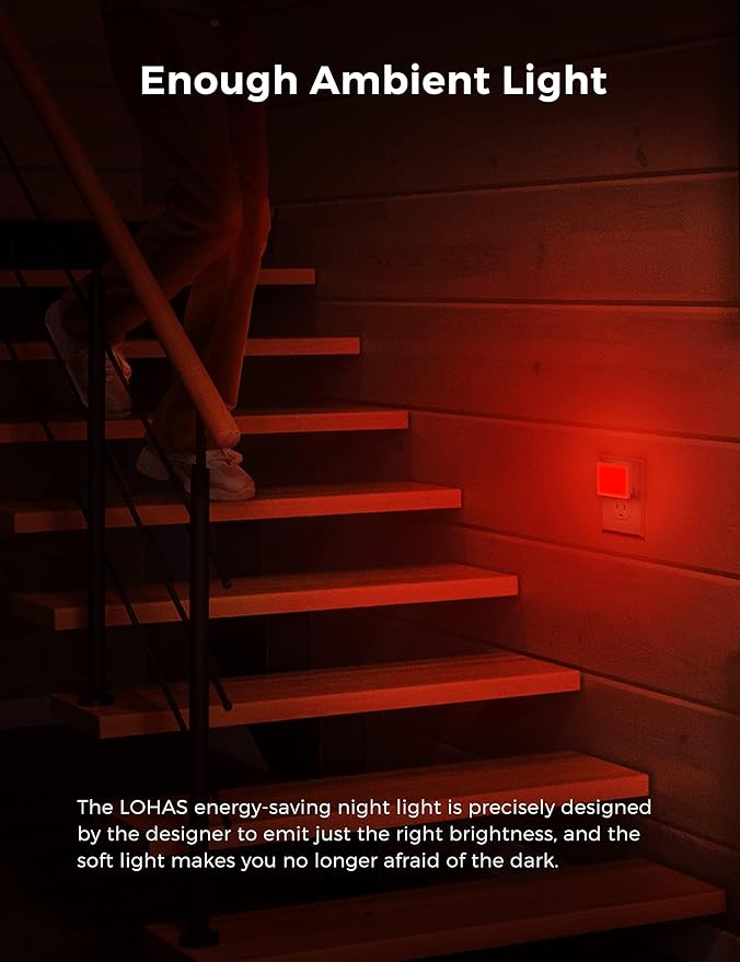 L LOHAS LED Red Night Lights Plug into Wall 2-Pack, 0.3W Plug in Night Light - Image 4