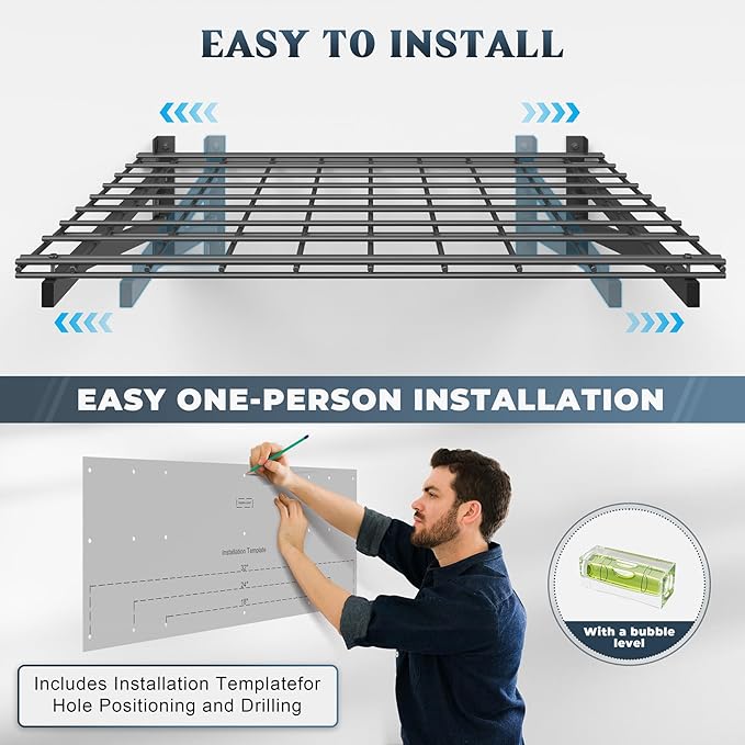 Jusgym 2 Pack Heavy Duty Garage Wall Shelving Set, Wall Mounted Garage Shelves - Image 5