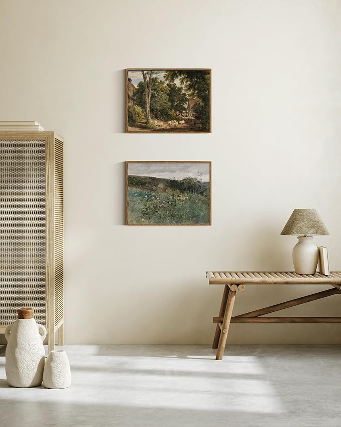InSimSea Framed Canvas Wall Art Vintage Decor, Room Decor Classical Countryside - Image 3