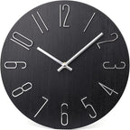 jomparis Black Wall Clock Modern Style Plastic Wooden Wall Clocks Decor 12 Inch by JOMPARIS