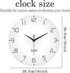 XNM Big Minimalist Glass Wall Clocks Battery Operated 16 Inch White Modren Wall - Image 3