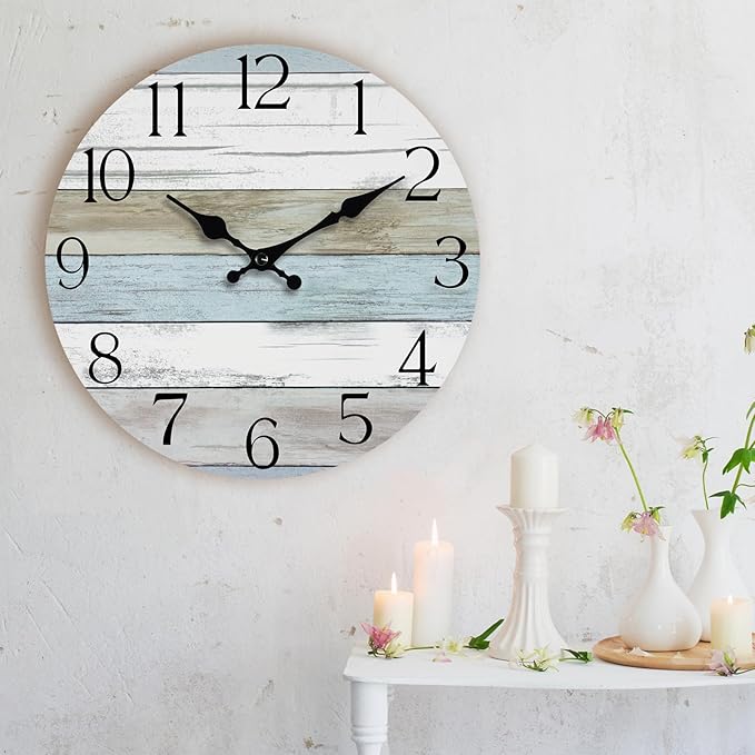 Wall Clock, 10 Inch Silent Non Ticking Wall Clocks Battery Operated, Rustic - Image 9