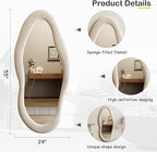 Honyee 55" x 24" Wall Mirror, Flannel Wrapped Wooden Frame Wavy Mirror - Image 5