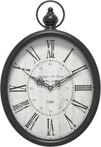 Menterry Oval Retro Wall Clock, Rustic Vintage Style, Battery Operated Silent by Menterry