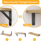 Fixwal Floating Shelves for Wall, Wood Wall Mounted Shelves for Bedroom - Image 4