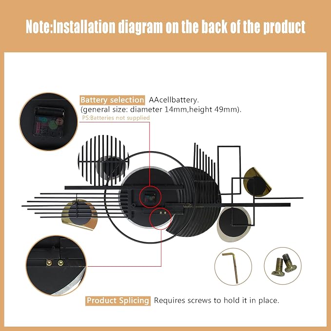 ERMOFAV Metal Wall Art, Abstract Modern Creative Geometric Round Art Decor 56" - Image 7