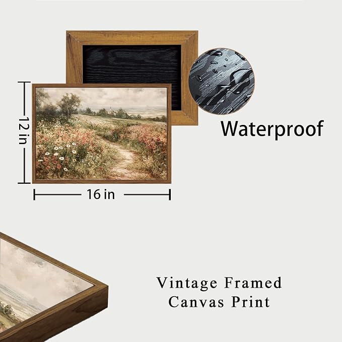 OIQArtOIQ Framed Canvas Wall Art, Vintage Decor, Landscape Nature Country - Image 5