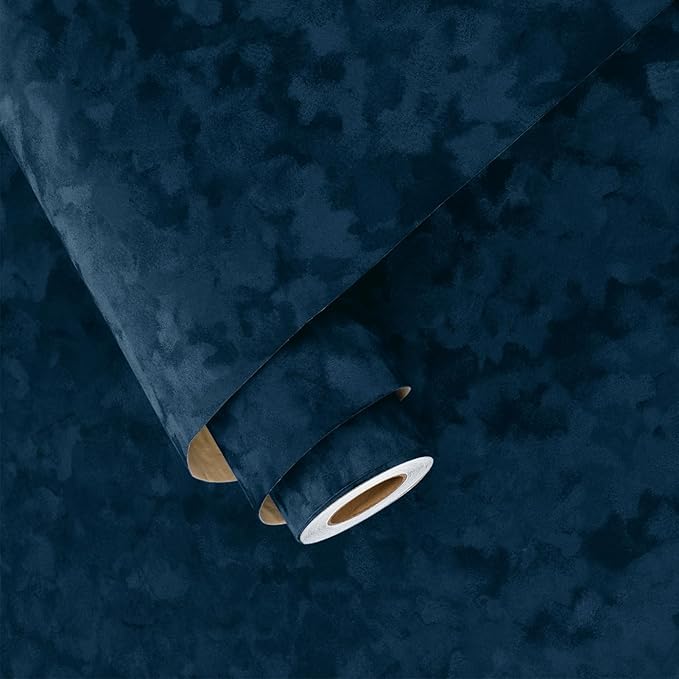 Wallercity Navy Blue Flocking Fabric Contact Paper by Wallercity