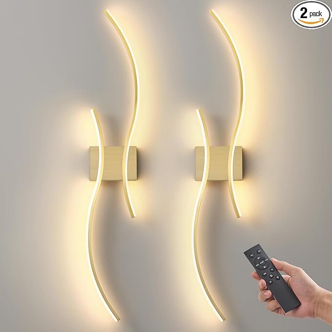 Battery Operated Wall Sconce Set of Two, Dimmable Modern LED Rechargeable Wall by Unknown