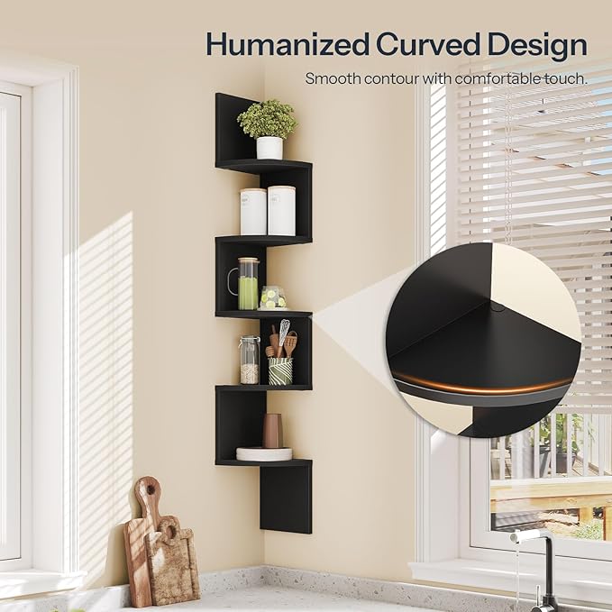 HOOBRO Corner Shelf Wall-Mounted, 5-Tier Corner Bookshelves - Image 5