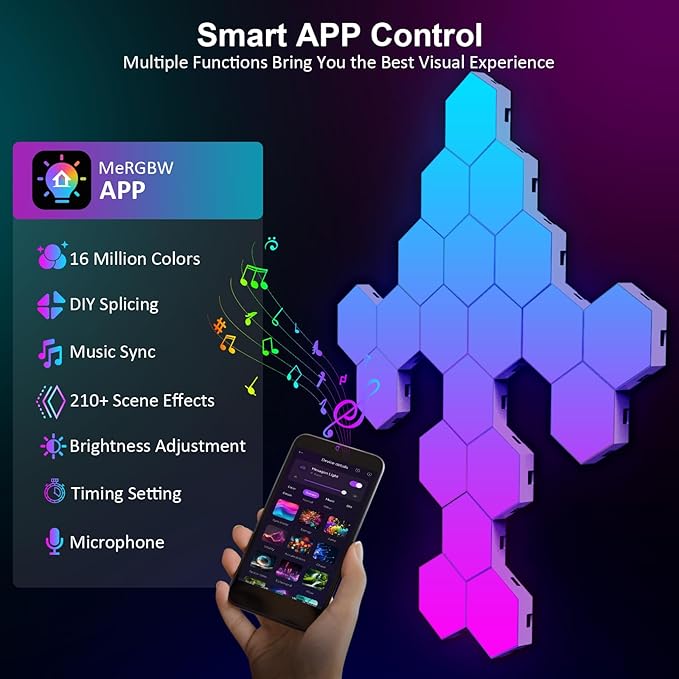 OJQ 12 Pack Hexagon Lights Wall RGB Panel - Image 2