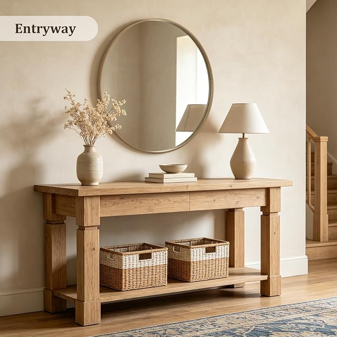 WallBeyond Round Wood Mirror - Image 3