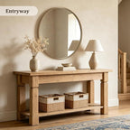 WallBeyond Round Wood Mirror - Image 3