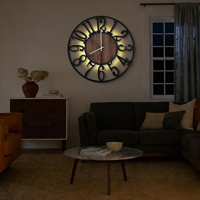 32'' Large Wall Clock with Adjustable Night Light, Glow in The Dark Decorative - Image 4