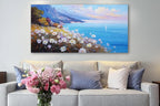 Anolyfi Coastal Landscape Wall Art Nature Flower Mountain Canvas Painting Blue - Image 3
