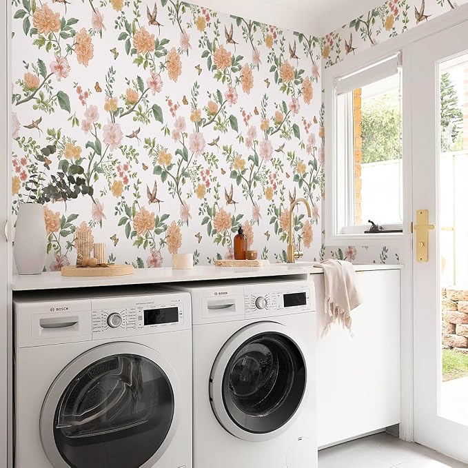 Froluya Floral Peel and Stick Wallpaper Vintage Floral Contact Paper 16.9” x - Image 3