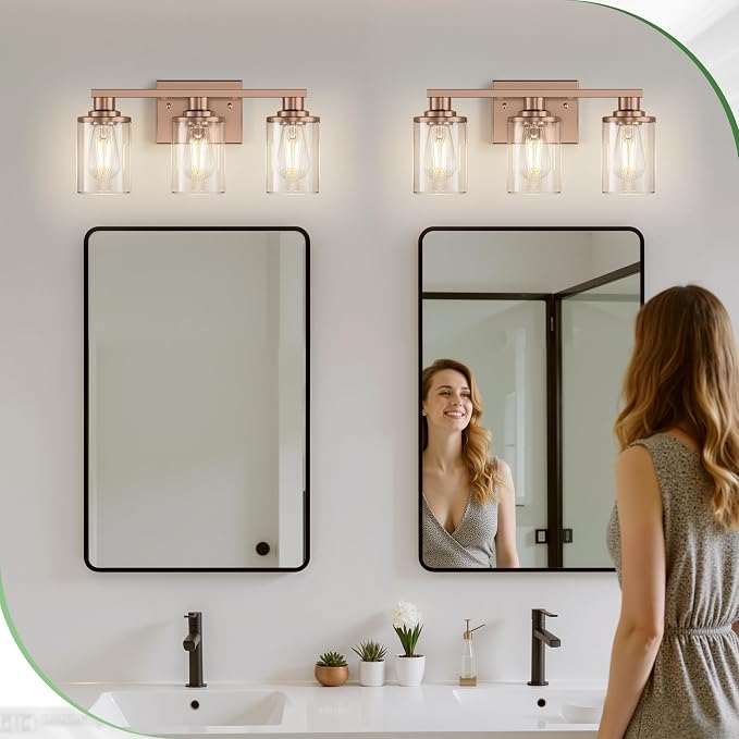 DORESshop 17 Inch Bathroom Light Fixtures, 3-Light Antique Patina Bathroom - Image 7