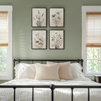 Framed Boho Vintage Botanical Wall Art, 4 Piece Black and White Floral Canvas - Image 9