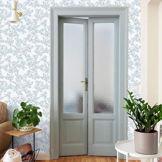 Ismoon Floral Wallpaper Peel and Stick Blue and White Contact Paper Vintage - Image 5