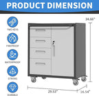 Metal Storage Cabinet with Wheels, Rolling Tool Cabinet with Adjustable Shelve - Image 3
