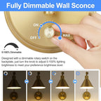TRLIFE Wall Sconces Plug in, Dimmable Wall Sconces Brushed Brass Swing Arm Wall - Image 3