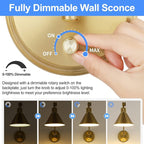 TRLIFE Wall Sconce Plug in, Brushed Brass Dimmable Wall Sconce Swing Arm Wall - Image 2
