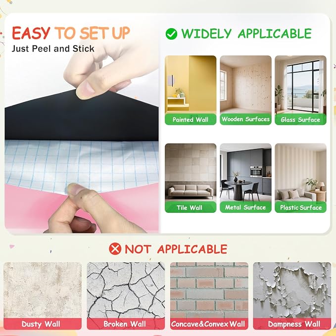 Magnetic Wall Decal 39.3x17.5 Inch Pink Color Magnetic Wall Decal Magnet Wall - Image 6