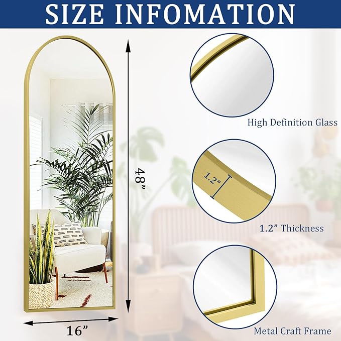 Arch Bathroom Wall Mirror, Metal Aluminum Frame Modern Simple Home Decor - Image 7