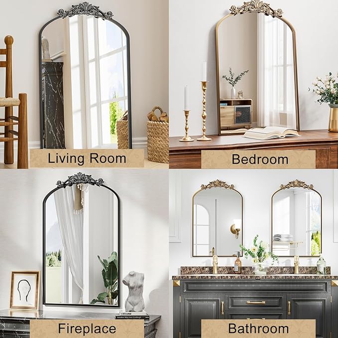 Dewfig Antique Arched Wall Mirror - Image 6