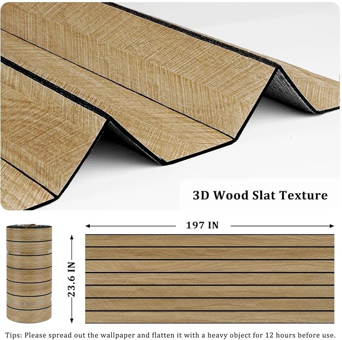 197"x23.6" Brown Wood Slat Wall Panels Self Adhesive Acoustic Slat Wall - Image 6