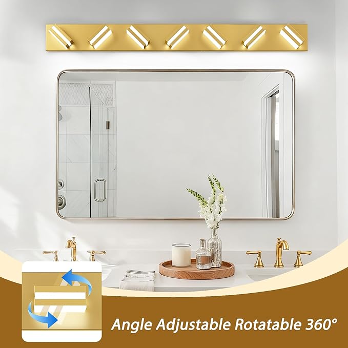 IZORRO LED Modern Bathroom Lights Fixtures, Brushed Glod Acrylic Wall Lighting - Image 2
