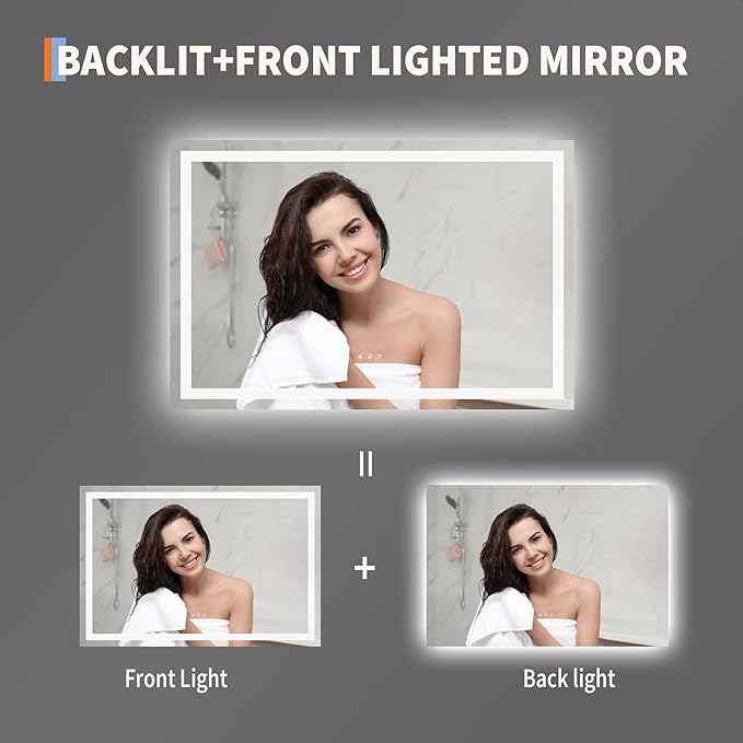 GarveeHome 45x30 LED Bathroom Mirror - Image 2