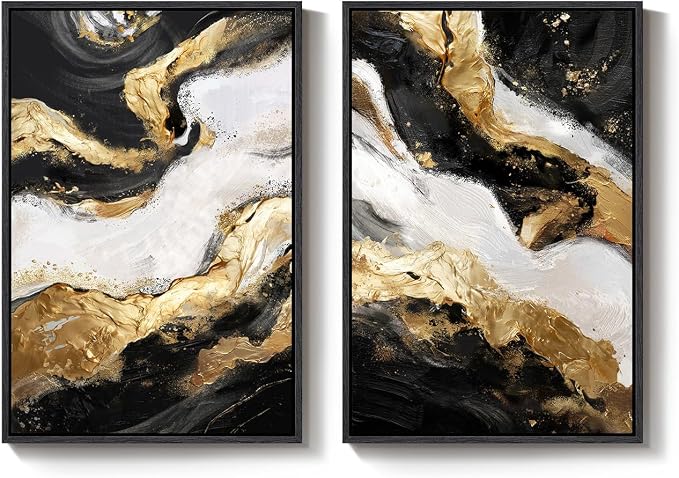 Framed Gold Abstract Wall Art Set of 2 - Image 9
