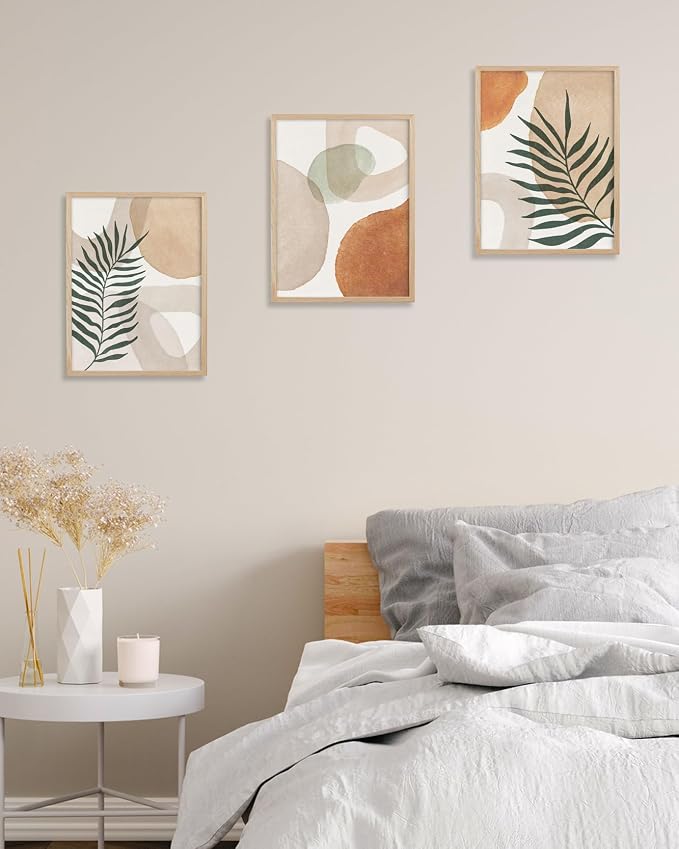 HesenDot Unframed Neutral Boho Wall Art Set of 3, 12x16in Botanical Leaves - Image 6