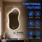 Dorlicecass Irregular Led Bathroom Mirror- Gold 20"x36" Single Piece Vanity - Image 5